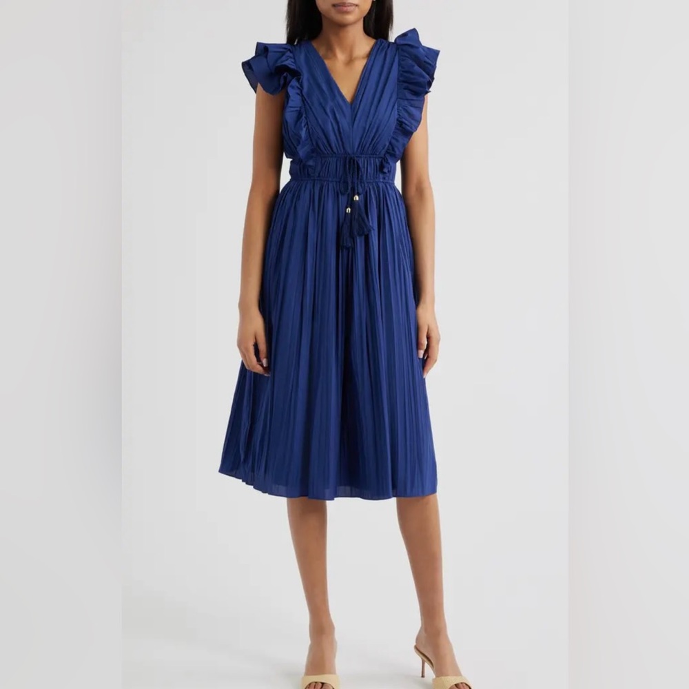 Eliza J Royal Blue Pleated Midi Dress